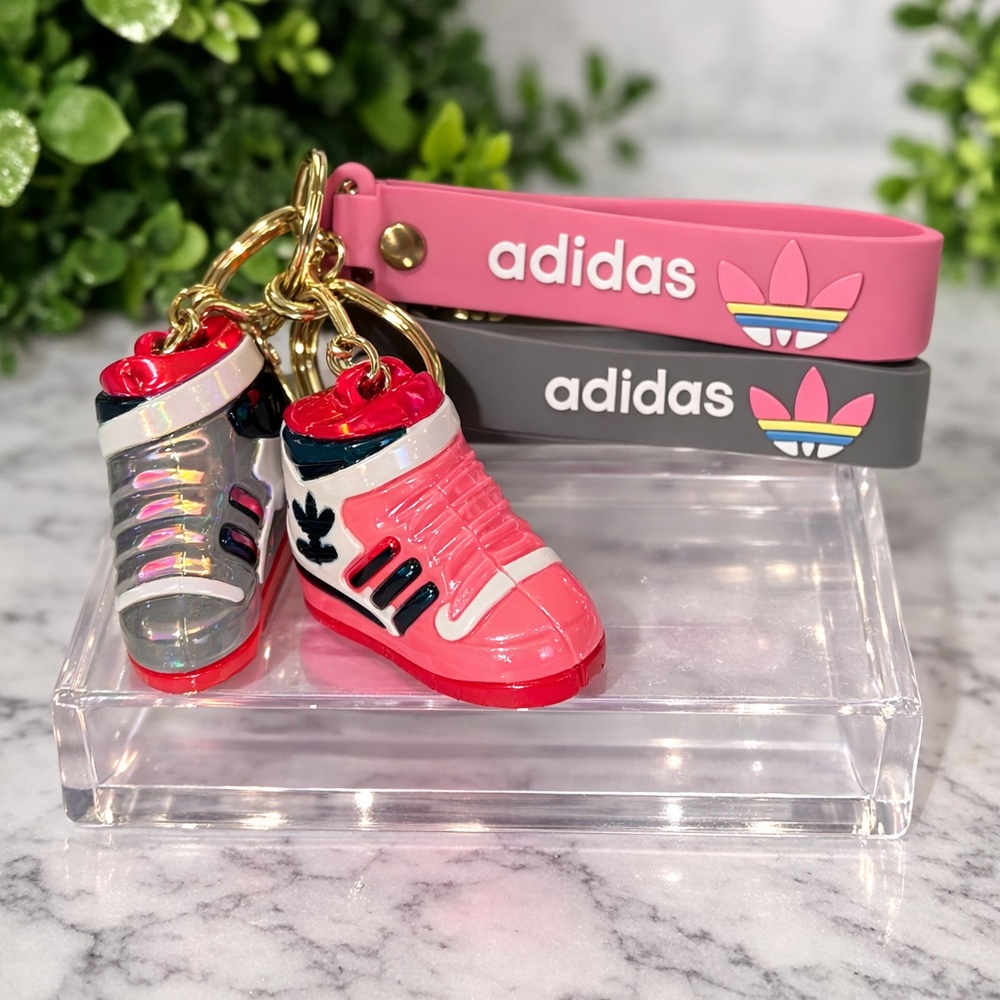 2 Adidas Pink and Gray Shoe Keychain Set - Picture 2 of 11